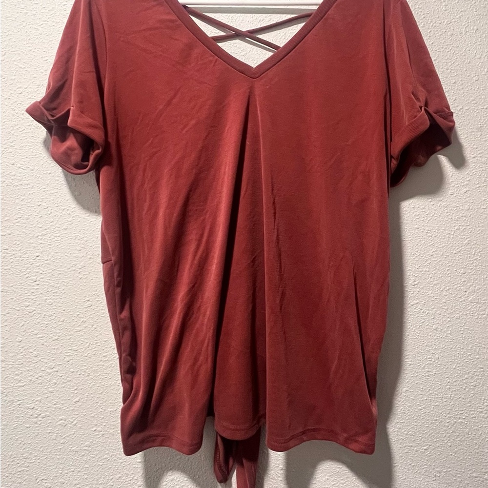 Daytrip Rust Short Sleeve V-Neck Top